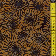 Batik, Sunney Provence, hellbraune Sonnenblumen, Dunkelblau 