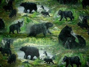Woodland Bears, Allover, Grün 