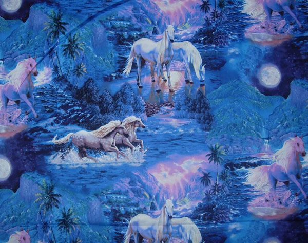Mystical Ride, Pferde bei Nacht, Blau 