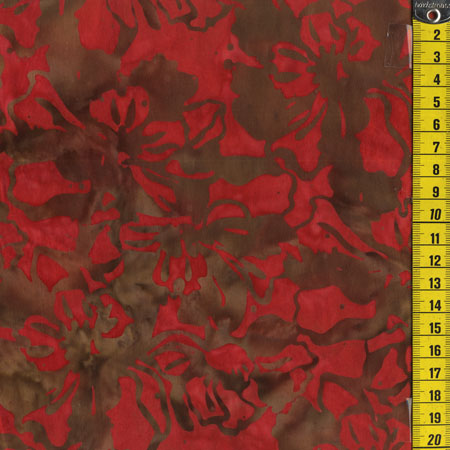 Batik, Rote Blumen, Grau 